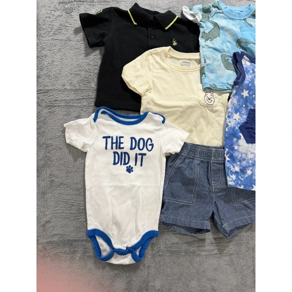 Baby 12M Clothing Bundle 6pc Carters Disney Cat & Jack US Polo Assn Blue‎ Black